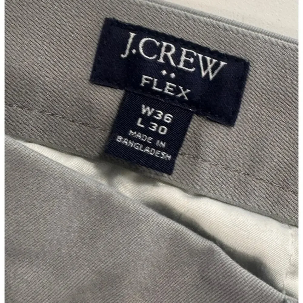 J. Crew Factory Flex Slim Mens 36 x 30 Gray Pants Cotton Polyester